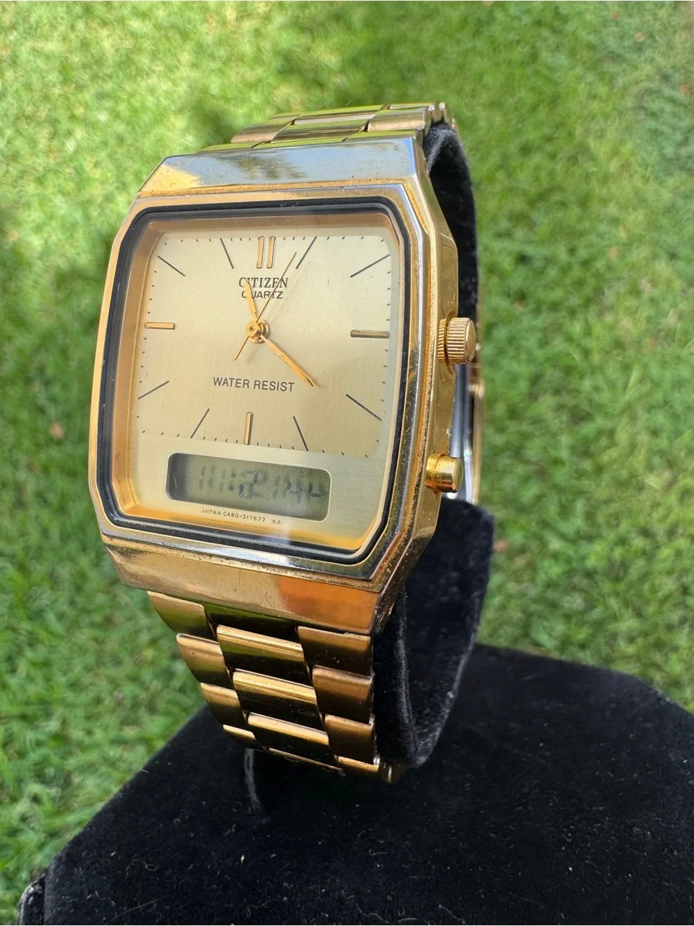 Citizen Quartz Vintage Analog-Digital LCD Gold Tone 31mm | Alarm Chrono Date